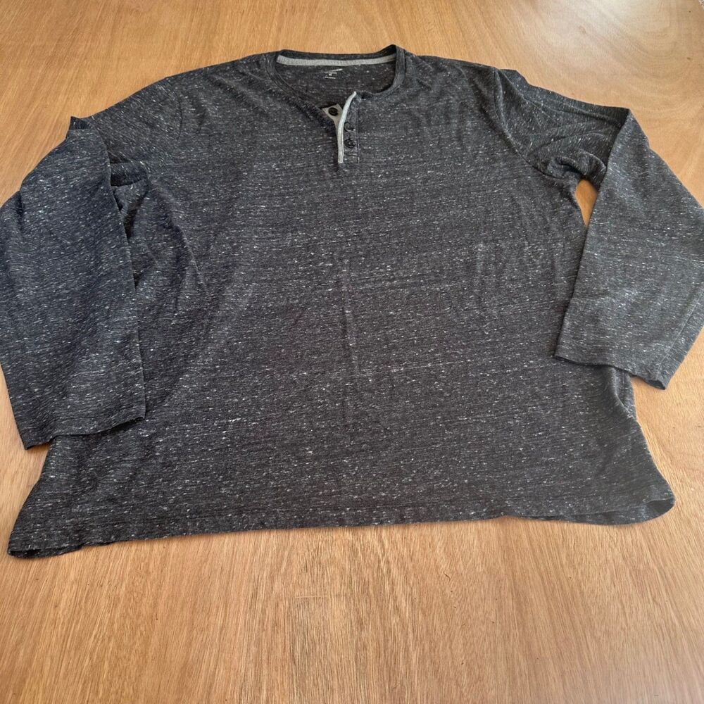 Old Navy Soft-Washed Henley Shirt XXL Dark Charcoal Long Sleeve Marled Knit